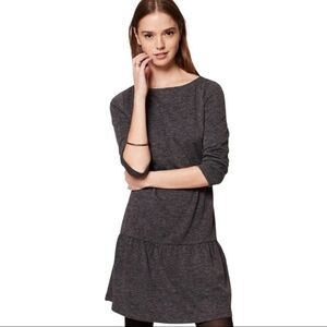 LOFT Heathered Gray Drop Waist Sweatshirt Dress, Size Large - NWT
